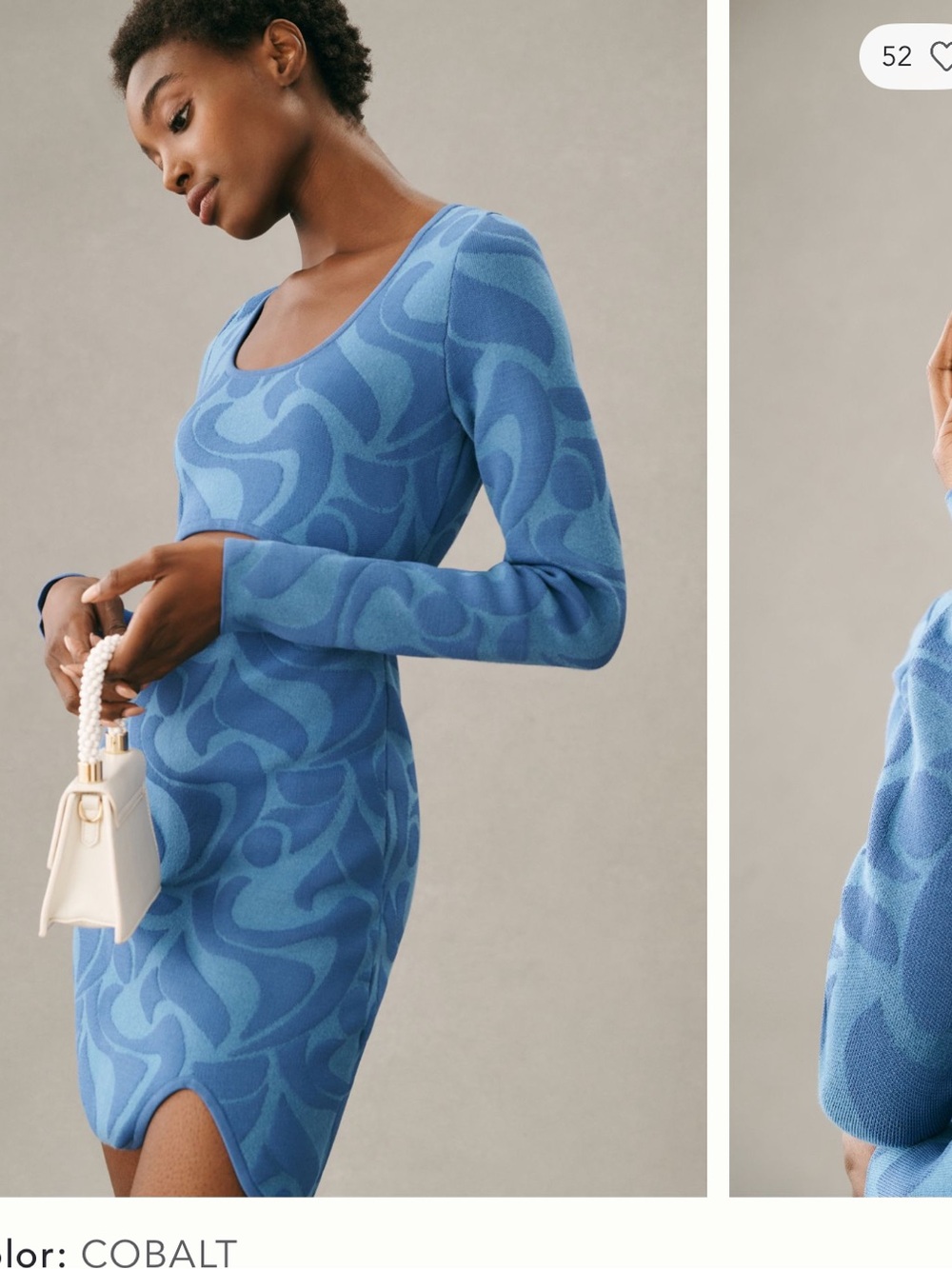 Cobalt Swirl Scoop-Neck Knit Mini Dress